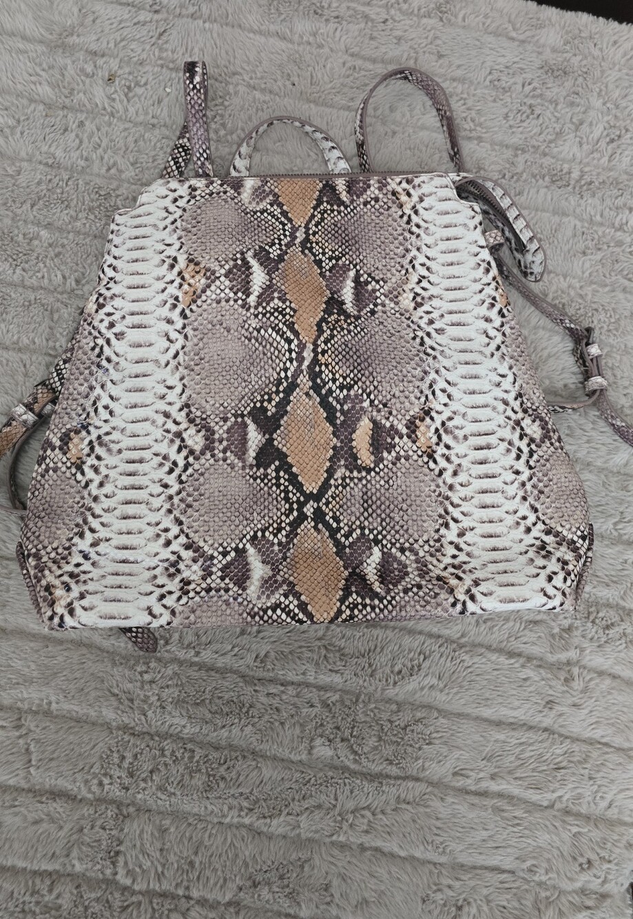 Python-Pattern Convertible Women’s Backpack in Neutral Taupe - Picture 6 of 9